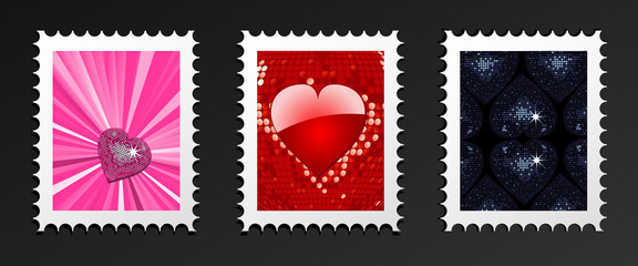 Wall Mural - Valentine postage stamps