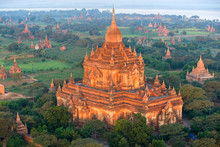 View Of Bagan From The Hot Air Balloon At Sunrise, Myanmar..
