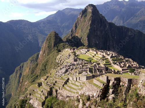 Board z aluminiowym obramowaniem Machu Picchu w pobliżu Cusco, Peru.