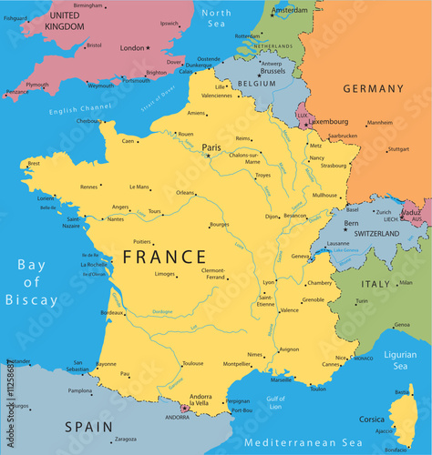 Obraz na płótnie Vector map of France
