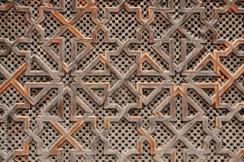 Plakat na papierze fotorealistycznym Drewniana orientalna dekoracja w Morocco