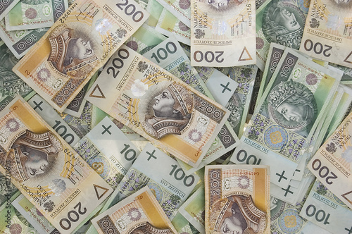Cuadros en Lienzo polish zloty banknotes background