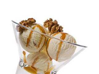 maple walnut ice cream in dessert bowl
