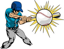 Illustration Of Baseball Player Hitting Baseball