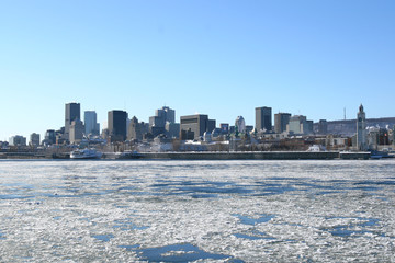 Montreal city skyline in winter