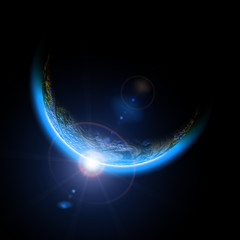 Wall Mural - earth with rising sun