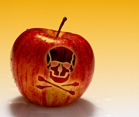 red poison apple background