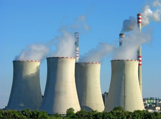 detail of four cooling towers