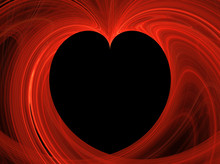 Black Heart Inside Red Fractal Copy Space