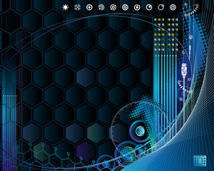 Poster - CyberTech,  High-Technology internet background, vector layered.