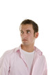 © dbvirago - Young Man in Pink Shirt Eyes Up and Right