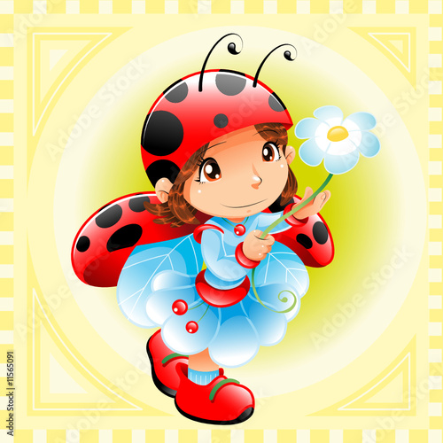 Fototapeta na wymiar Funny Girl-Ladybug