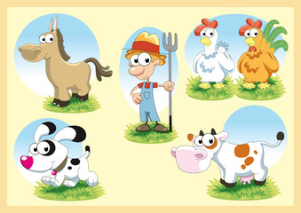 Wall Mural - Cartoon Farm Family