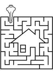 Home Finder maze puzzle with house key