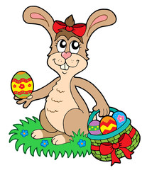 Sticker - Easter rabbit with eggs basket