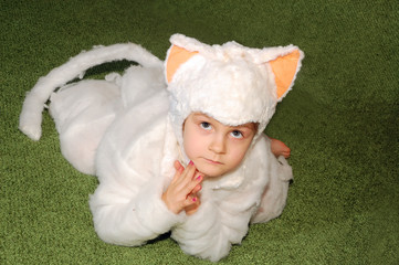 white kitten costumed