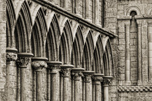 Gothic Arches At The Front Tower Of Ely Cathedral, England