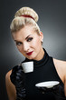 © Nejron Photo - Beautiful lady drinking coffee. Retro portrait