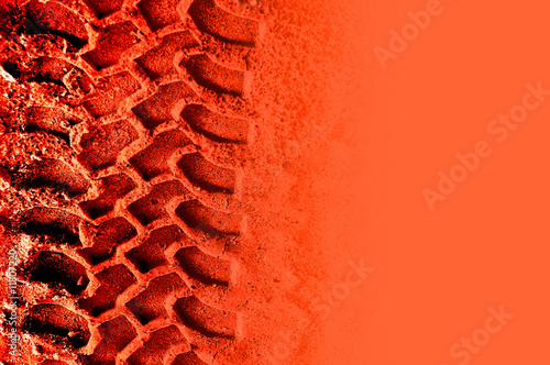 Fotomural Life on Mars! Tyre pattern on reddish orange with copyspace