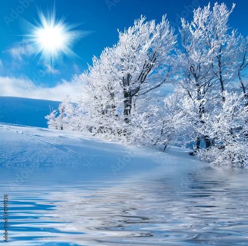 Naklejka - mata magnetyczna na lodówkę Winter in the mountains