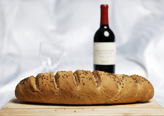 Wall Mural - fresh bread and wine 2