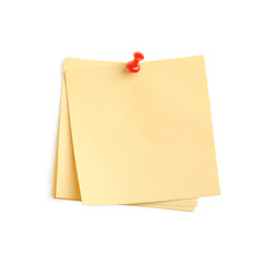 yellow paper note with red pin