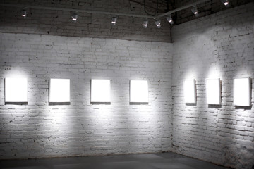 Seven white empty frames