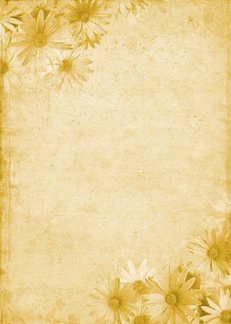 Fototapete - Flowers on Old Paper