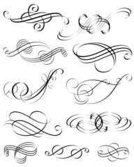 Aufkleber - set of Calligraphic style element design, vector layered.