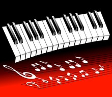 Keyboard And Musical Notes Below