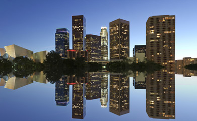 Wall Mural - Los Angeles skyline and reflection