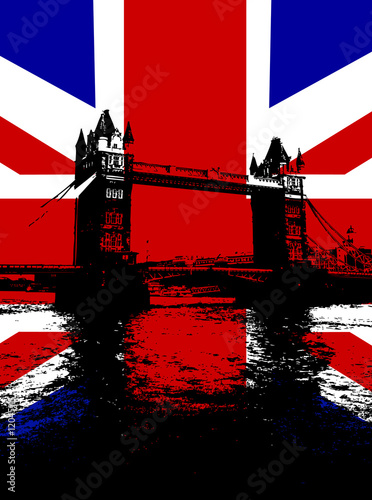Plakat na papierze fotorealistycznym Most wieżowy z flagą uk 4