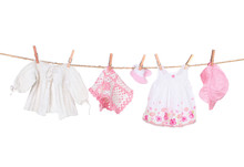 Baby Girl Clothing Hanging On A Clothesline