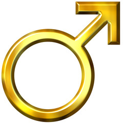 Sticker - 3D Golden Male Symbol