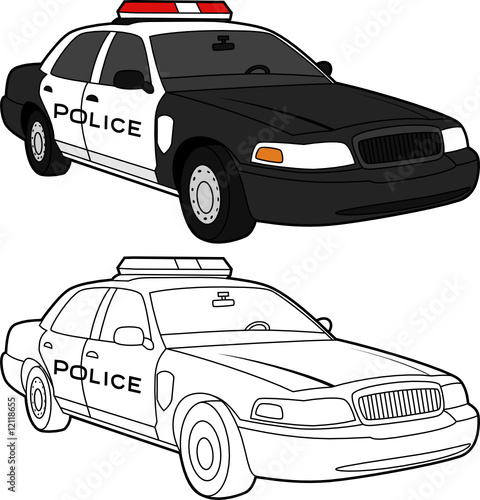 Download Vector Drawing Of A Police Car Color And Lines Stock Vector Adobe Stock