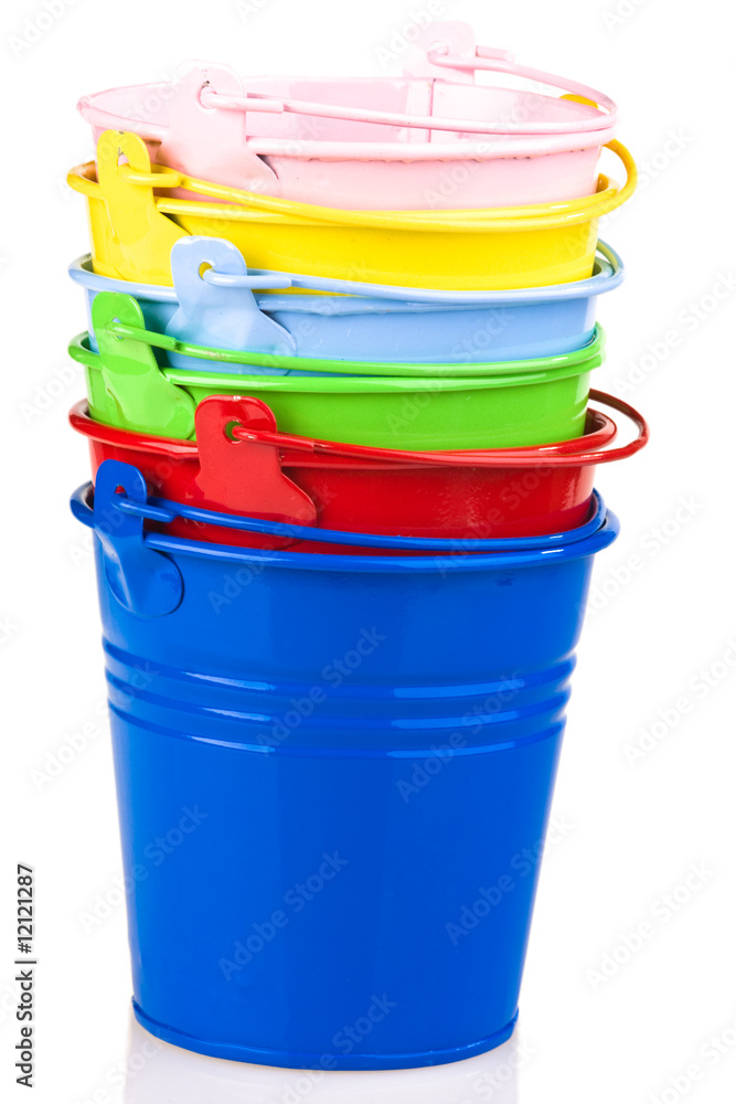 Bucket All Colours Pile of coloured buckets Stock Photo | Adobe Stock