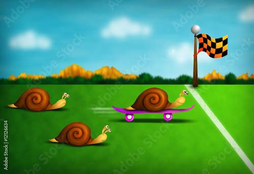 einzelne bedruckte Lamellen - Snail race (von Alexandra King)