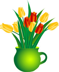 Wall Mural - Bouquet of tulips in teapot