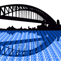 Wall Mural - Sydney harbour bridge with text illustration