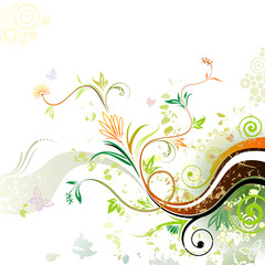 Poster - Spring.  Grunge floral design of spring, vector layered.