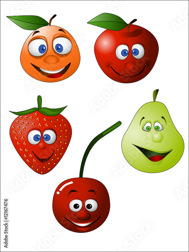 Foto-Duschvorhang nach Maß - Funny fruit illustration (von matamu)