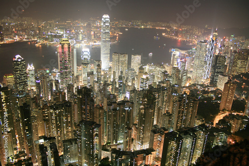 Tapeta ścienna Hongkong skyline w nocy