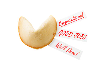 CONGRATULATIONS! - backlit single fortune cookie over white