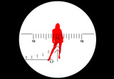 Fototapeta Mapy - Sniper rifle sight with female silhouette as a target