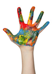 Wall Mural - Hand covered in paint