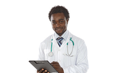 Wall Mural - African american man doctor writing