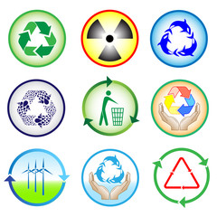 Canvas Print - Vector recycle icons. Color set. Simply change.