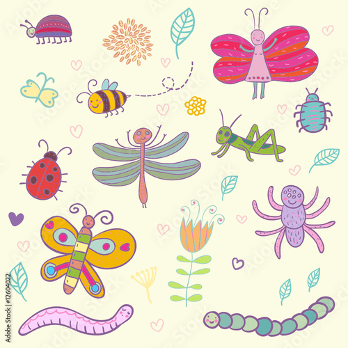 Foto-Lamellen (Lamellen ohne Schiene) - Funny cartoon insects (von smilewithjul)