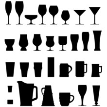 Vector Set Of Alcohol Glasses And Mugs