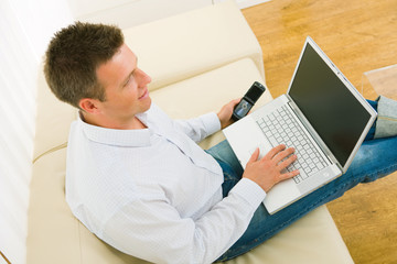 Wall Mural - Businessman working at home